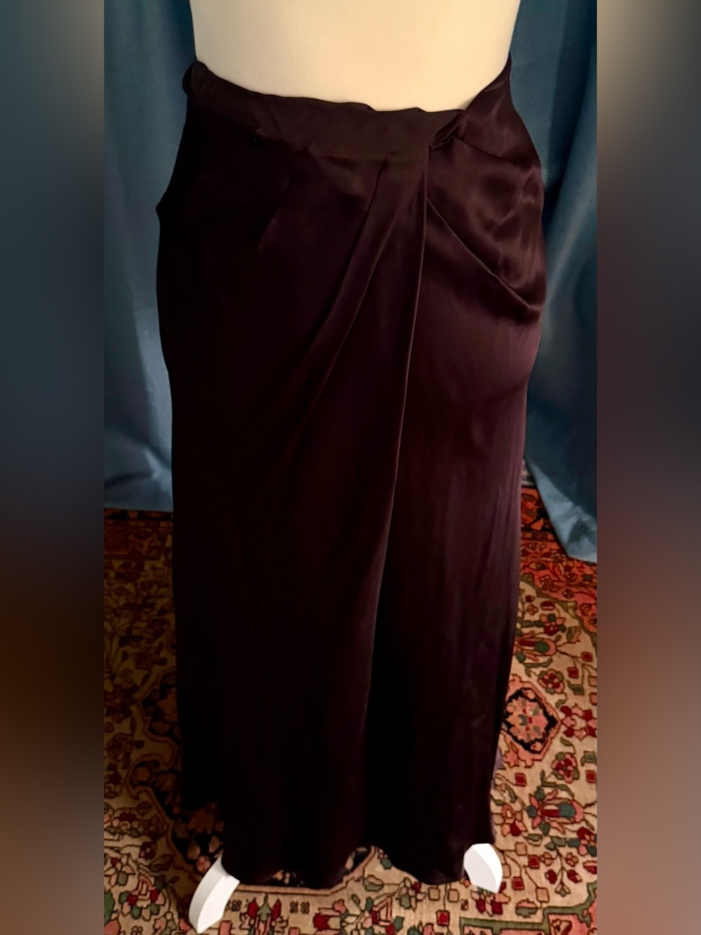 Banana Republic Chocolate Brown Liquid Silk Midi/Maxi Skirt with Front Pleat